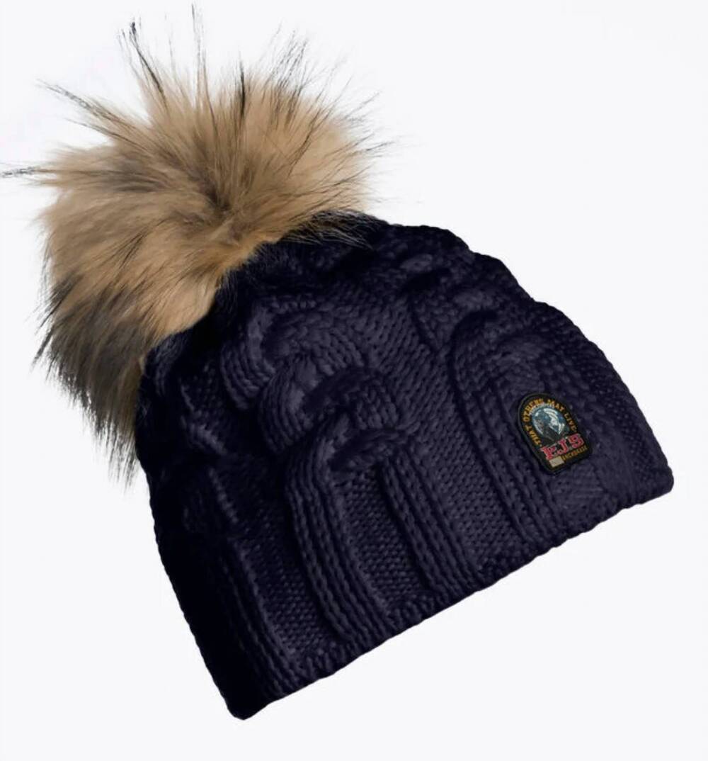 NEW PARAJUMPERS women's cable knit hat in navy
